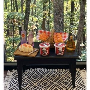 Miniature KFC Fried Chicken Buckets with Bread & Basket - Orange Accents